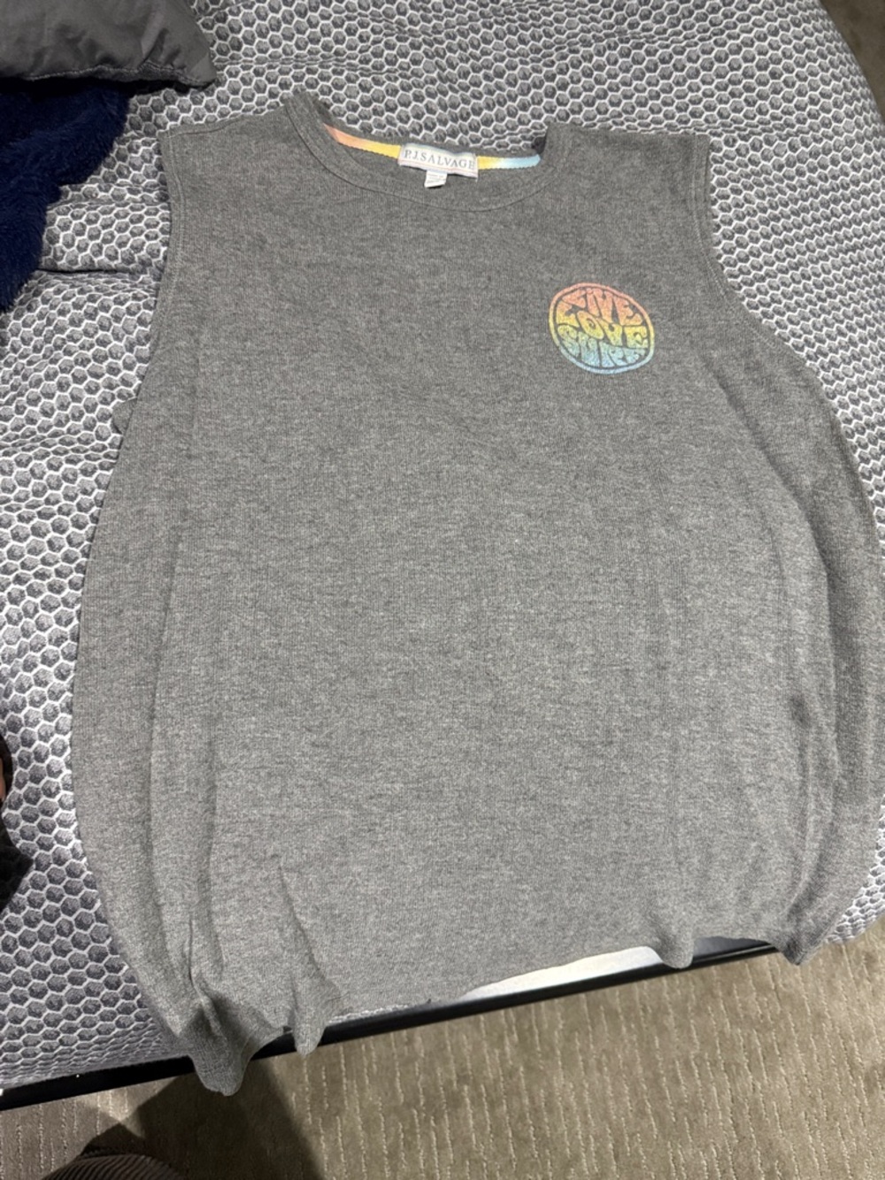 PJ Salvage Gray Tank Top with Rainbow Chest Logo